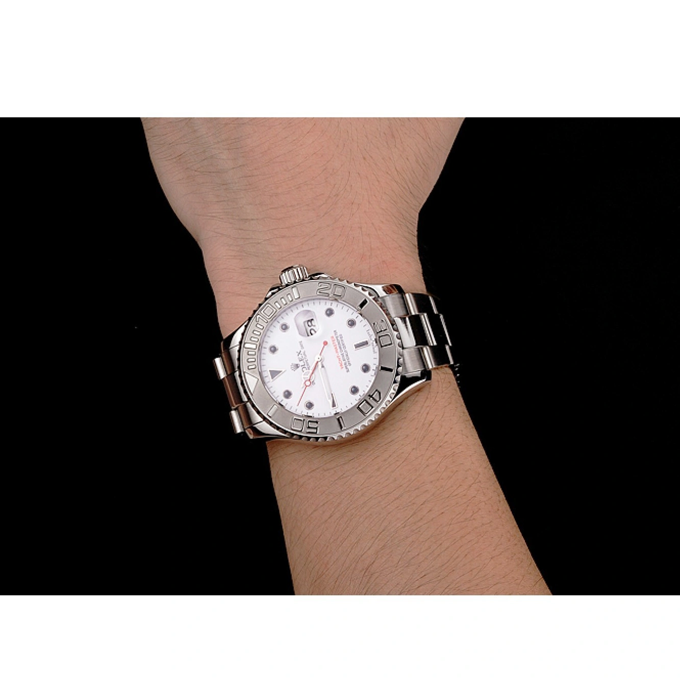 Best AAA Replica Sites White Yacht-Master Dial Stainless Case And Rolex Bracelet Steel 1015